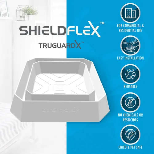 Vista 4 de Trampa para insectos de cama, paquete de 8 TruGuard X Interceptores de insectos de cama (blanco) Trampas ecológicas para patas de cama