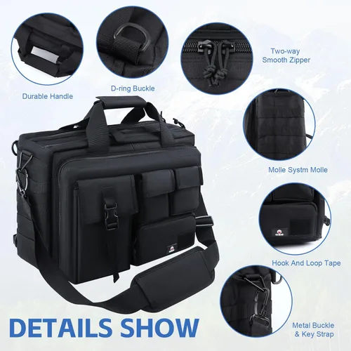 Vista 5 de GES - Maletín táctico, 15.6 pulgadas, para hombre, maletín militar para hombre