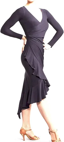 Disfraces de baile de tango y vals para mujer, diseño moderno con cuello en V, para sala de baile, salsa, samba, competencia, falda de práctica Cha