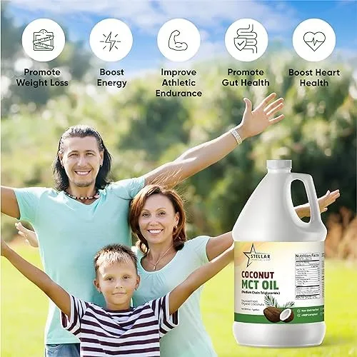 Vista 4 de Aceite MCT ~ Aceite de coco fraccionado ~ Combustible cerebral y corporal de cocos; (2 galones) ~ Stellar Chemical Corp