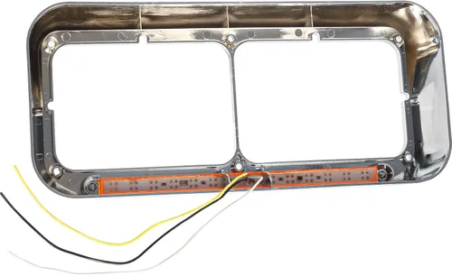 Vista 5 de Partsam 2 biseles para faros delanteros con tira de luz LED ámbar secuencial de 12 pulgadas, 2 bases de carcasa de faros delanteros con enchufes H4