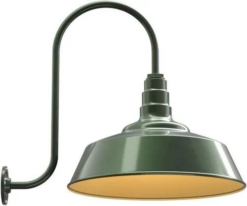 Vista 11 de Steel Lighting Co. Redondo - Luz de granero Montaje en pared al aire libre Cúpula de 20 pulgadas Cuello de cisne de 16 pulgadas Luz grande