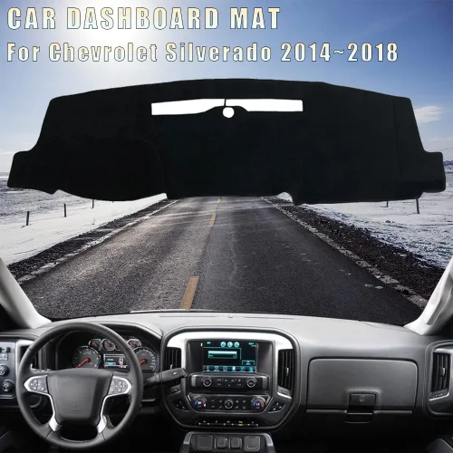 Vista 2 de Cubierta de franela para salpicadero, antideslizante, compatible con Chevrolet Silverado 2014-2018