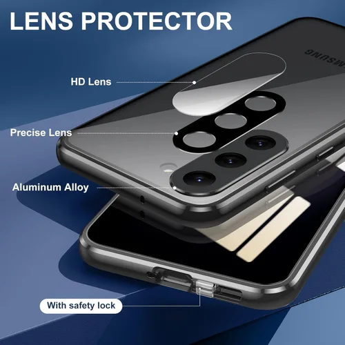 Vista 5 de Jonwelsy Funda antiespía para Samsung Galaxy S23 Plus, cubierta de vidrio templado de privacidad frontal y trasera de 360 grados, pantalla