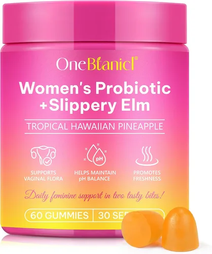 Gomitas de probióticos femeninos para mujeres con olmo resbaladizo, probióticos vaginales para mujeres, gomitas de equilibrio femenino de pH para un