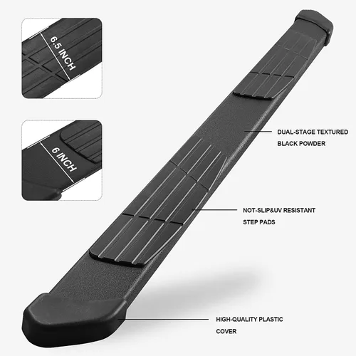 Vista 4 de Estribos de 6.5 pulgadas compatibles con Honda Ridgeline 2017-2025. Estribos de acero al carbono para camiones compatibles con Ridgeline.