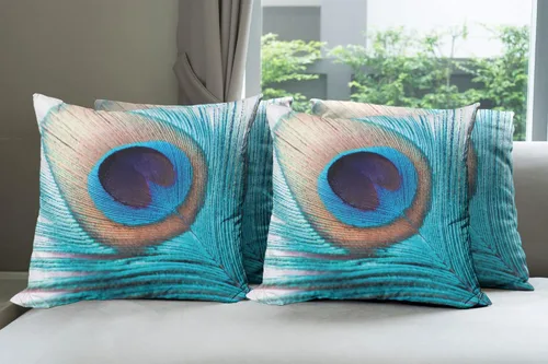 Vista 11 de Ambesonne Paquete de 4 fundas de cojín navideñas con cinta, ilustración de imagen de deseos navideños, impresión digital moderna de doble cara, 16