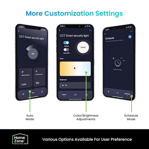 Vista 4 de HOME ZONE Security Smart SMD LED Outdoor Flood Light, 3500LM, 3000-5000K Adjustable Color Temperature, Long & Wide 70’ x 240° Motion Sensor