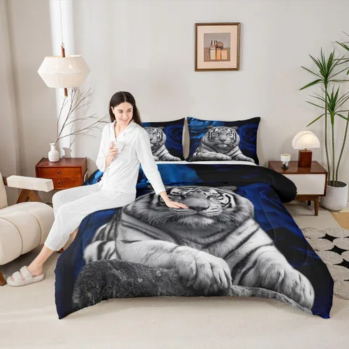 Vista 21 de Juego de edredón para niños con estampado de piel de vaca rústica, tamaño individual, juego de ropa de cama vintage de tablones de madera del oeste
