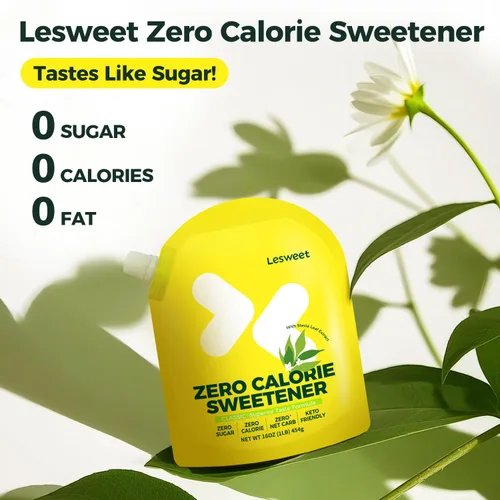 Vista 7 de Lesweet Edulcorante cero calorías, edulcorante de eritritol, sustituto de azúcar granulado, con extracto de stevia, apto para dieta cetogénica, sin