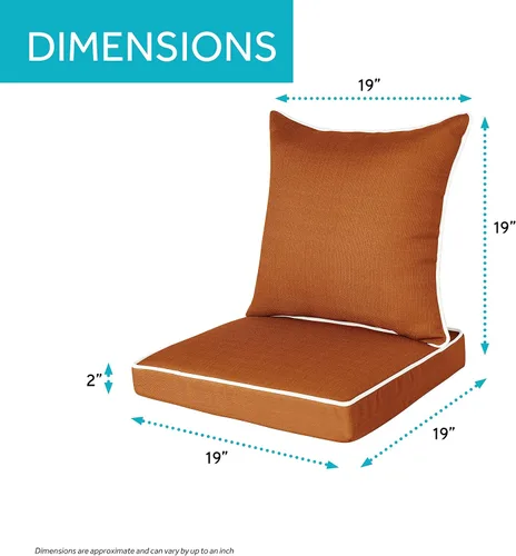 Vista 6 de Suntastic O'Linen - Juego de 4 cojines y almohadas de comedor de lujo para exteriores e interiores, para muebles de patio, color naranja quemado