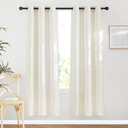Vista 176 de NICETOWN Cortinas semitraslúcidas para ventana de cocina con ojales, 29 pulgadas de ancho x 24 pulgadas de largo, color blanco, cortinas