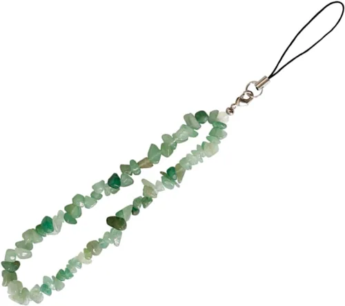 Vista 14 de Correa de muñeca para teléfono con dijes de piedras preciosas naturales, correa de cuentas para mujeres y niñas (verde)