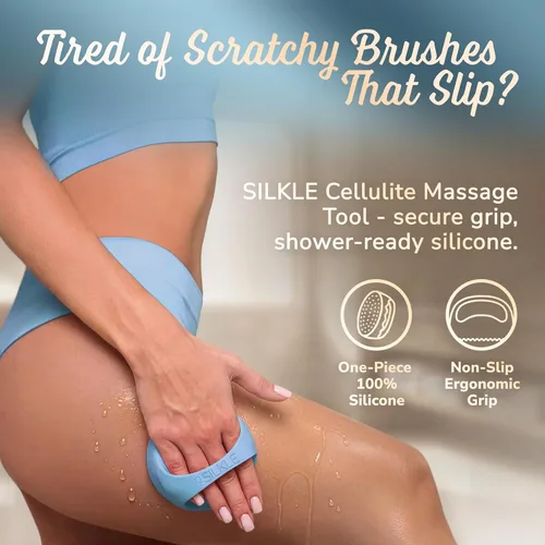 Vista 2 de SILKLE Herramienta de masaje para celulitis y masajeador de drenaje linfático, cepillo de masaje anticelulítico de silicona para esculpir el cuerpo