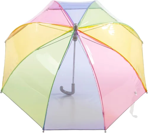 Vista 4 de totes Paraguas de burbujas transparente para niños con mango de fácil agarre, Arco iris, Moderno