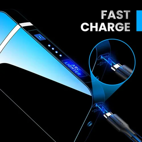Vista 3 de Encendedor eléctrico con efecto de arco de plasma e iluminación de detección táctil, encendedores de plasma recargables, encendedor eléctrico USB a