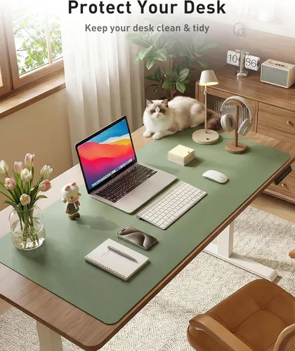 Vista 140 de Aothia Protector de escritorio de cuero, alfombrilla para mouse, alfombrilla de escritorio de oficina, 31.5 x 15.7 pulgadas, secante de escritorio