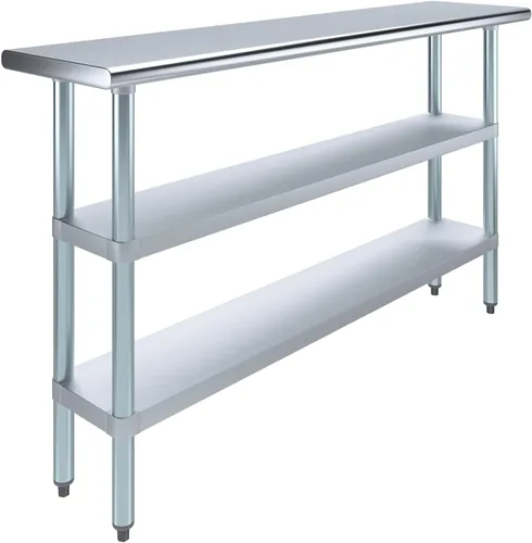Vista 38 de AmGood Mesa de trabajo de acero inoxidable con 2 estantes NSF Mesa utilitaria de metal (12 pulgadas de largo x 24 pulgadas de profundidad)