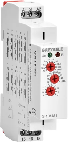 Relé de tiempo multifunción 16A con 10 opciones de función relé AC/DC12V-240V (GRT8-M1, AC/DC12V-240V)