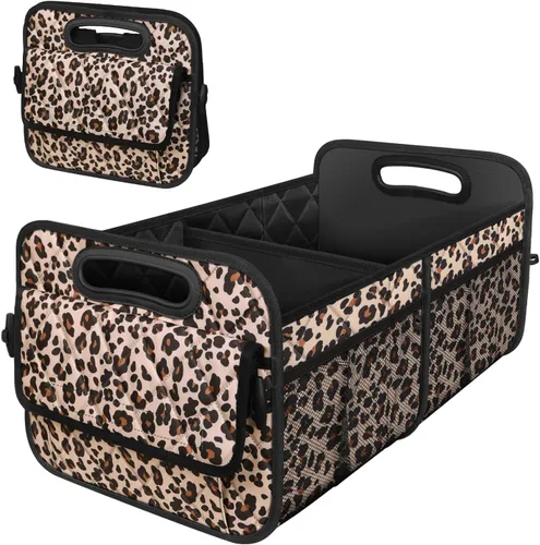 Vista 10 de Organizador de maletero Deosk con 6 bolsillos - Accesorio de almacenamiento para coches, SUV, minivans y camionetas - 50L Poliéster impermeable Beige
