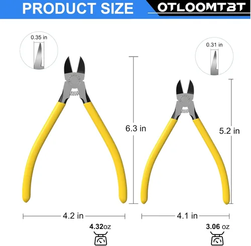 Vista 8 de OTLOOMTBT 2 PIEZAS Cortadores de Alambre Compactos Ultra Afilados de 6 y 5 Pulgadas con Alicates de Punta Plana Larga Ideales para Cortar