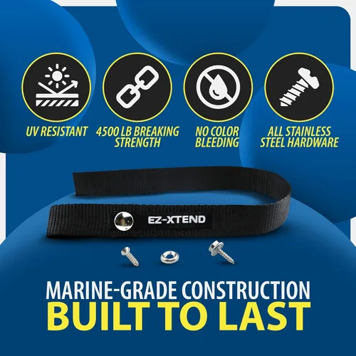 Vista 2 de EZ-Xtend Accesorios para barco pontón – Correa de escalera, broche de acero inoxidable y tornillo de acero inoxidable incluidos – Extra resistente