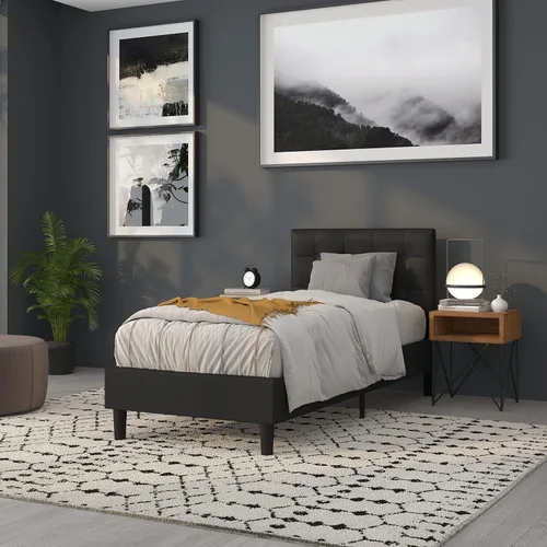 Vista 4 de Flash Furniture Bedford - Cabecero de cama doble tapizado con ribete de uñas en tela beige