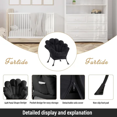 Vista 283 de Silla Lazy con otomana, silla moderna con reposapiés plegable, silla de acento de salón, cómoda silla de lectura para dormitorio, estudio, sala