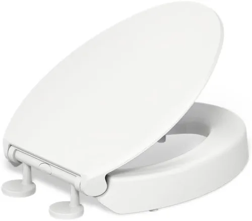 Vista 15 de KOHLER 25876-0 Hyten Asiento de inodoro redondo de cierre suave elevado de 3 pulgadas de altura, asiento contorneado con parachoques apretados