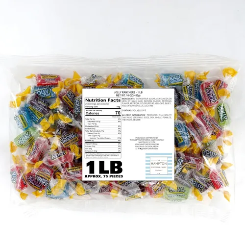 Vista 2 de Jolly Ranchers - Caramelos surtidos con sabor a frutas, bolsa a granel de 1 libra (aproximadamente 75 piezas), dulces duros envueltos
