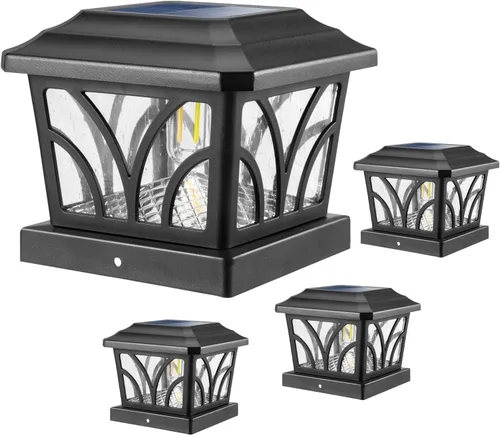 Vista 9 de LeiDrail Luces solares para postes al aire libre, 2 modos de aluminio con tapa de valla solar Edison para postes de vinilo de madera de 4 x 4, 5 x