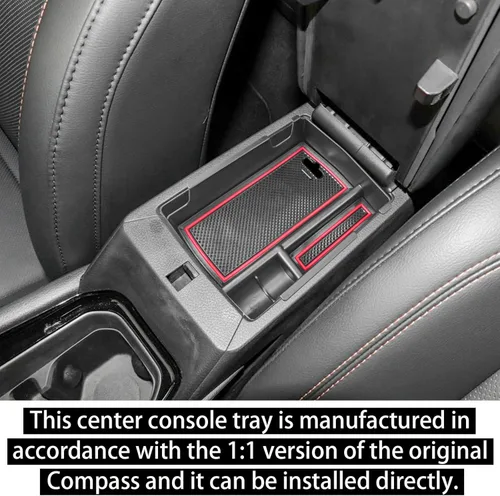 Vista 8 de RUNROAD Bandeja organizadora de consola central compatible con Jeep Compass 2022 2023 2024 2025, soporte para monedas, bandeja para reposabrazos