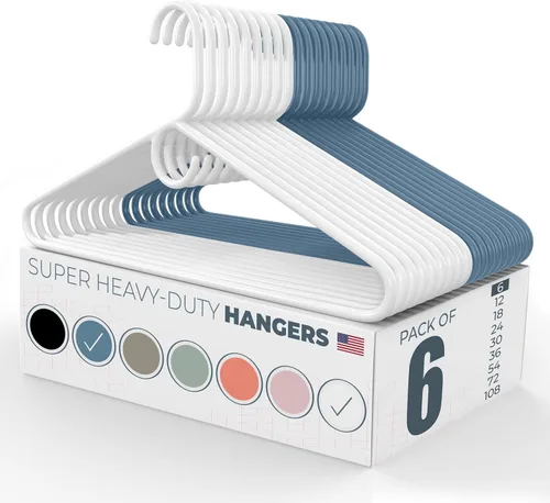 Vista 125 de Neaties Paquete de 6 perchas para ropa súper resistentes, fabricadas en los Estados Unidos, capacidad de 10 libras, perchas de plástico grueso