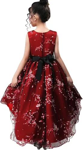 Vista 2 de WEONEDREAM Vestido de princesa para niña para boda fiesta de cumpleaños con tren tamaño 3 14 años