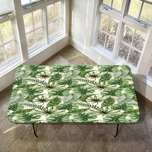Vista 11 de Mantel ajustable elástico decorativo de selva, 24 x 48 pulgadas, funda rectangular para mesa plegable de 4 pies, protector de mesa ajustable