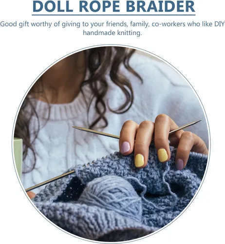 Vista 5 de Telar de tejer de madera, 2 piezas, herramienta de tejer francesa, carrete de tejer, forma de muñeca de dibujos animados, herramienta de tejer