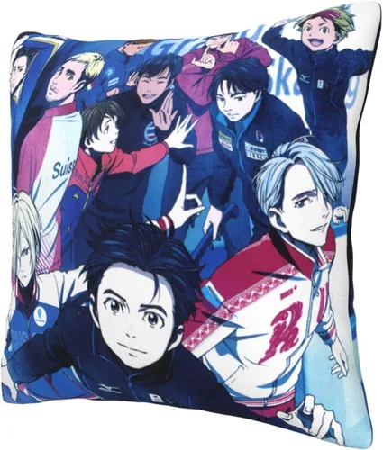 Vista 3 de Yuri On Ice - Fundas de almohada con diseño de cómic, decoración del hogar, funda de almohada para sofá, silla, ropa de cama, 20 x 20 pulgadas
