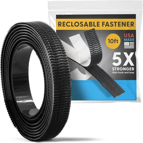 Vista 9 de Resistencia Industrial - Cinta adhesiva de montaje de 5 pies, negra, para interior/exterior - Sujetador resellable autoajustable compatible con 3M