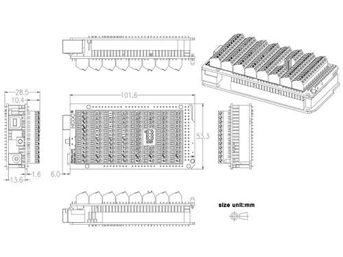 Vista 7 de Módulo de Escudo Breakout con Bloque de Terminales de Tornillo para Arduino MEGA-2560 R3