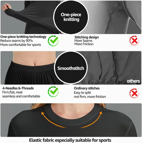 Vista 4 de UNIQUEBELLA Womens Thermal Underwear, Thermal Base Layers Women - Ski Wear Ladies Compression Athletic Long Johns Skins Set