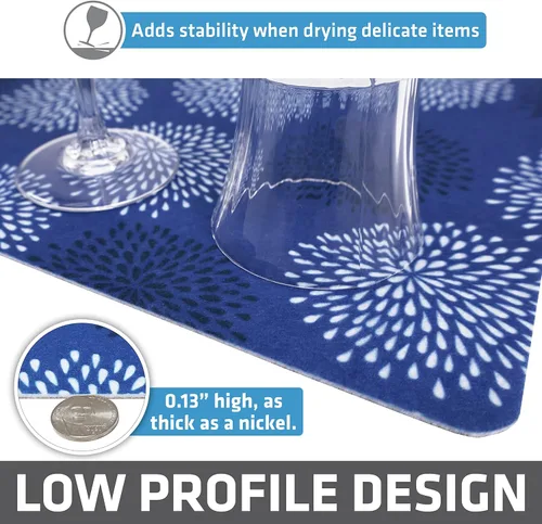 Vista 4 de Drymate - Alfombrilla de secado para platos, tamaño XL (19" x 24"), almohadilla de secado para platos de cocina, absorbente/impermeable, lavable a
