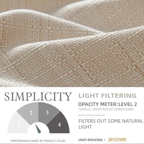 Vista 5 de jinchan Cortinas de lino con textura casual para sala de estar, con ojales en la parte superior, filtrantes de luz, paneles de ventana