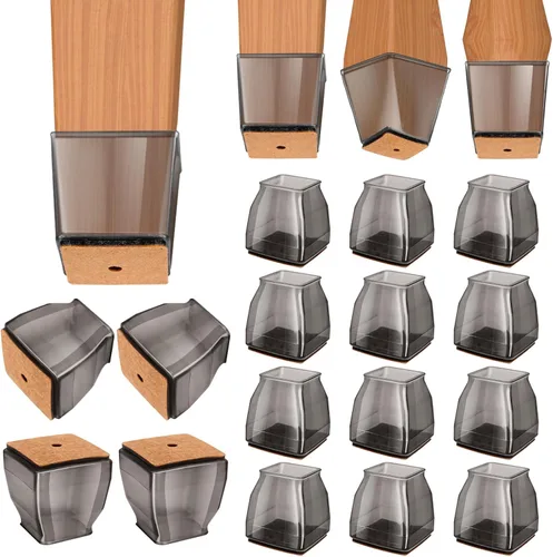 Vista 42 de BALEINE Paquete de 16 protectores de suelo de silicona para patas de silla, tapa protectora para patas de taburete, tapas antideslizantes para patas