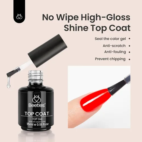 Vista 2 de beetles Gel Polish 2 esmaltes de uñas de gel de 0.5 fl oz (0.5 fl oz), capa superior de gel transparente brillante de larga duración, capa superior