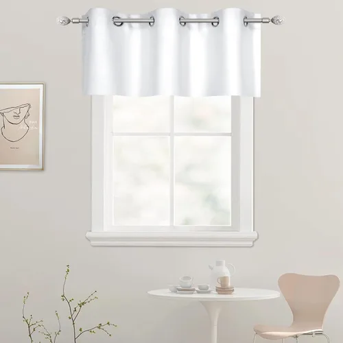 Vista 17 de DECOVSUN Cenefa de cortina opaca amarilla brillante para ventanas de cocina, cenefa opaca con ojales para dormitorio, cenefa corta y recta para sala