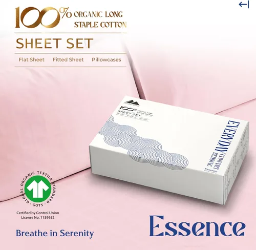 Vista 82 de Mayfair Linen Juego de sábanas de 4 piezas de tejido de percal de 100 % algodón orgánico, suave, refrescante, transpirable y con bolsillo profundo