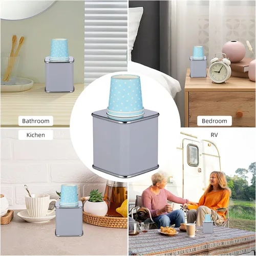 Vista 7 de DOITOOL Dispensador de tazas de baño, dispensador de vasos Dixie de 3 onzas con 10 vasos de papel, soporte de vasos de papel desechable a prueba