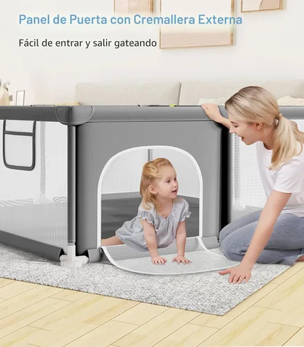 Vista 8 de Dripex Corralito para bebés, corralito pequeño de 47×47 pulgadas para bebés, corralito de juegos para bebés con mayor seguridad