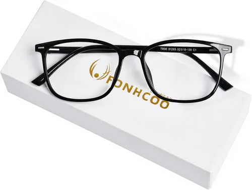 Vista 10 de FONHCOO Gafas de bloqueo de luz azul para mujeres y hombres, TR90, marco de moda, gafas de luz azul para computadora Café