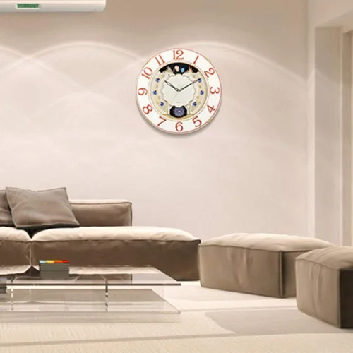 Vista 2 de Wall Clock Retro Clock Creative Modern Minimalist Living Room Wall Clock Mute Wall Round Decorative Wall Clocks (41.5 * 41.5CM)